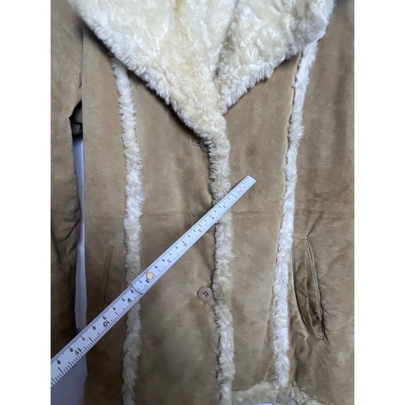 VTG Wilsons Leather Maxima Suede Shearling Lined Sherpa Coat Tan Women's M Heavy - Picture 4 of 11